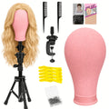 Mannequin Head with Adjustable Wig Stand Set 22 Inch Reinforced Manikin Head for Wig Styling Cosmetology Practice Salon Displ