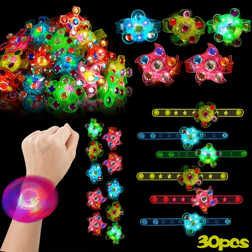 Party Favors LED Fidget-Spinner Wristbands, 30-Piece Multicolor Light-Up Set for Night Events — image 1