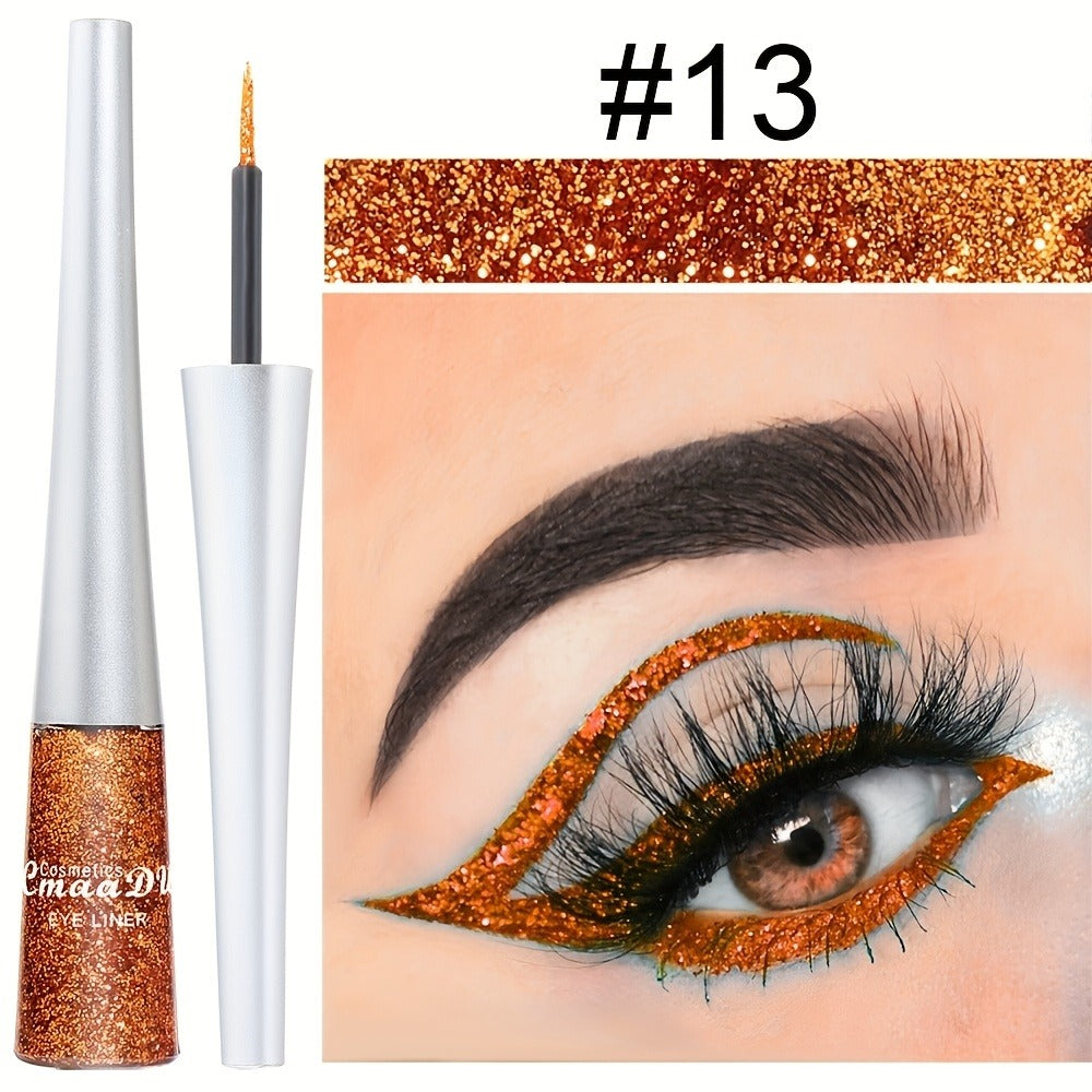 Glitter Liquid Eyeliner Set 16 Colors Waterproof Shimmer Metallic Eye Liner Pen Kit – Long-Lasting Smudge-Proof Sparkle Eye M