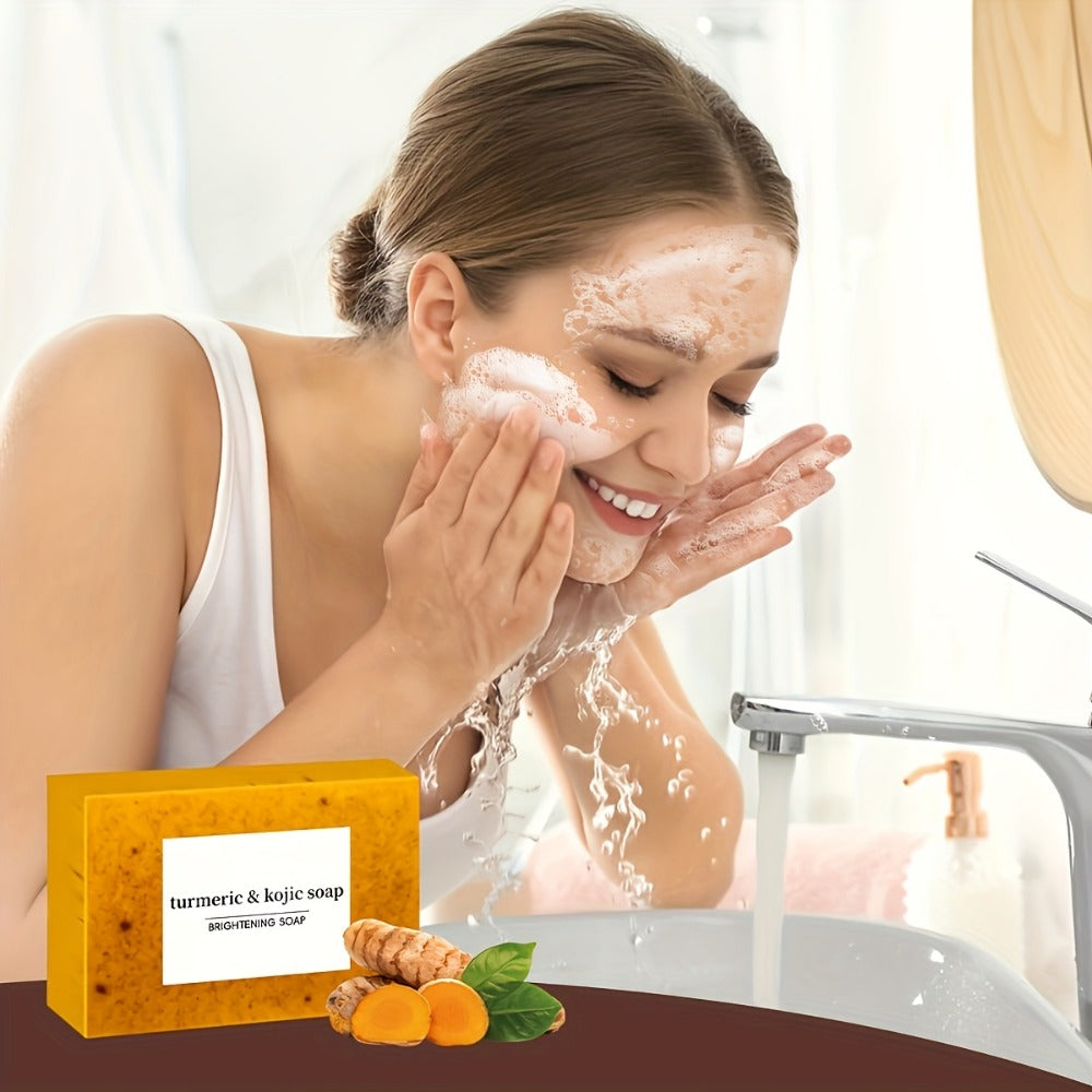 Kojic Acid Soap Bar 24-Pack Handmade – Lemon Turmeric Cold Process Bar Soap with Ginger Extract & Exfoliating Granules — imag