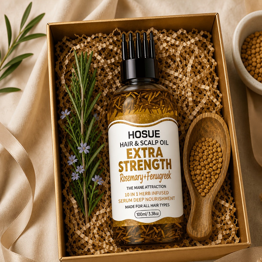 Rosemary and Fenugreek 10-in-1 Hair and Scalp Oil, 100ml Dropper Bottle with Ten Printed Botanical Oils — image 6