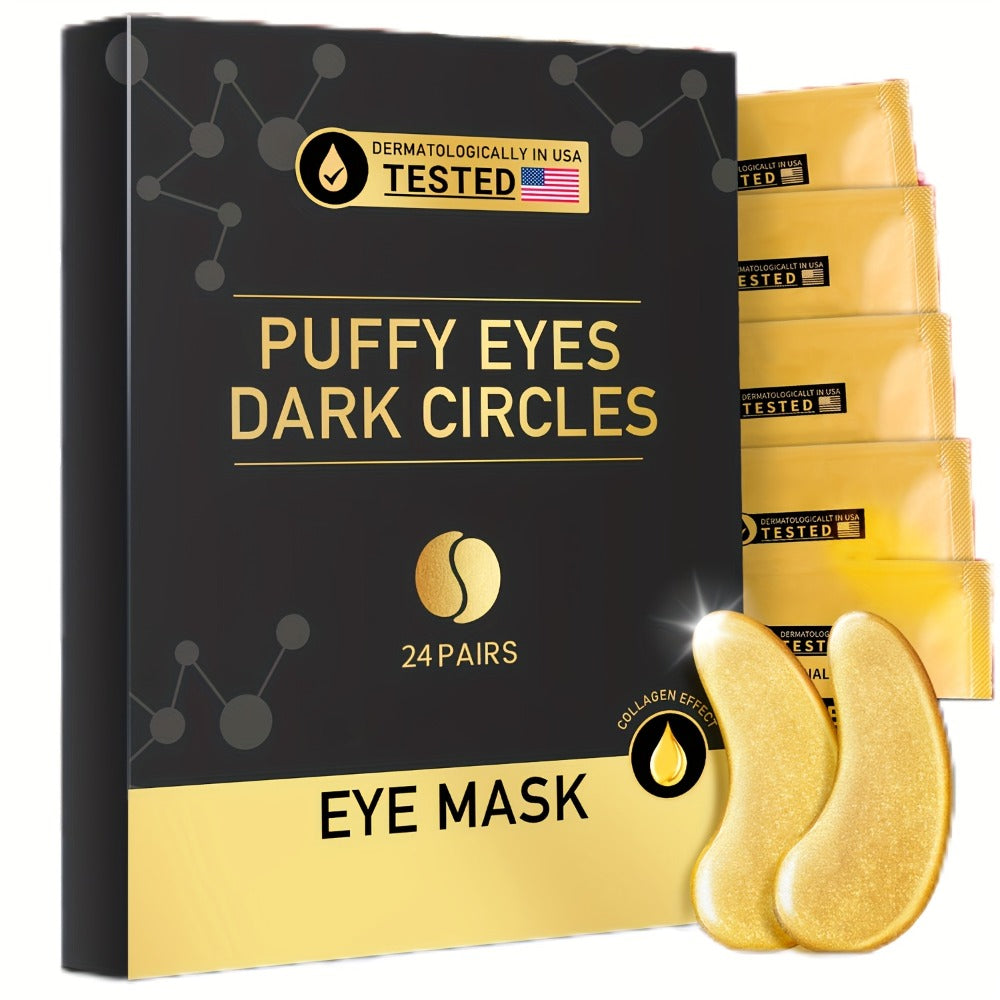 Under Eye Patches 24 Pairs Gold Collagen Hyaluronic Acid Glycerin – Hydrating Eye Mask for Dark Circles Puffiness — image 2