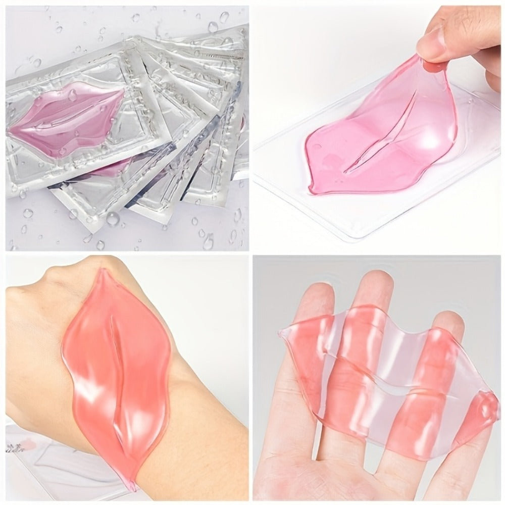 Fifteen Individually Wrapped Pink Lip-Shaped Gel Patches in Clear Rectangular Sachets with 15-Piece Count — image 11