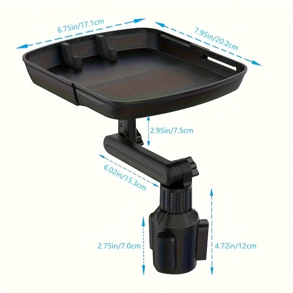 3-in-1 Car Cup Holder Tray with Phone Holder – Dual Expandable Base, ABS Adjustable 360° Rotating Bracket — image 5