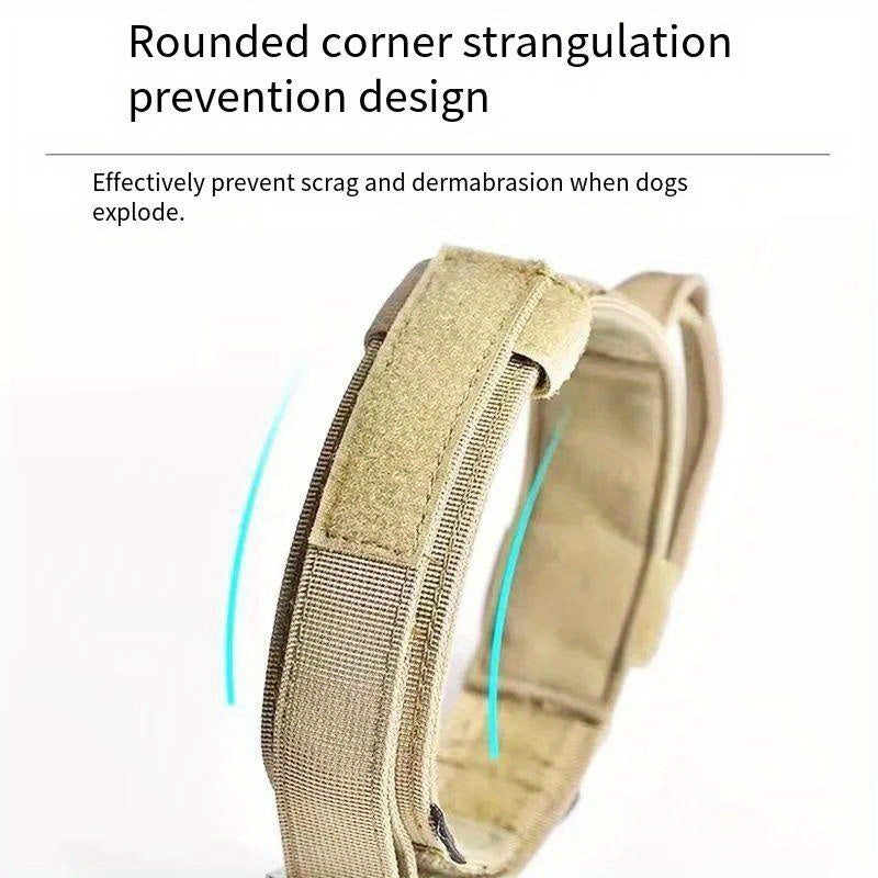 Wide Tactical Dog Collar with Grab Handle, Quick-Release Buckle and Patch Panel in M, L or XL — image 3