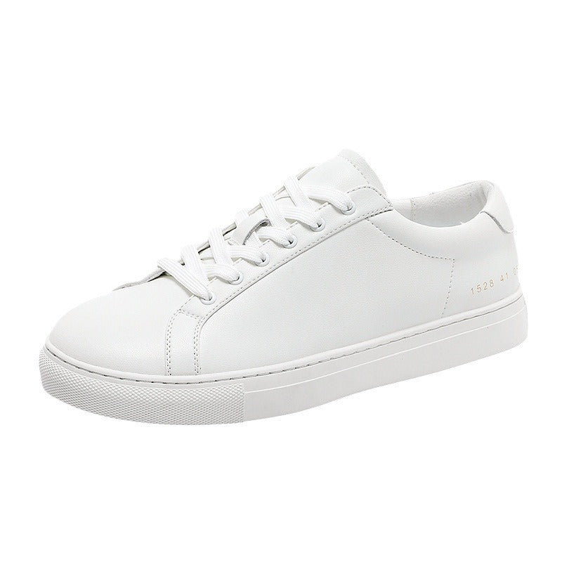Men's Breathable Cowhide White Sneakers - Flat-Sole Trendy Trainers