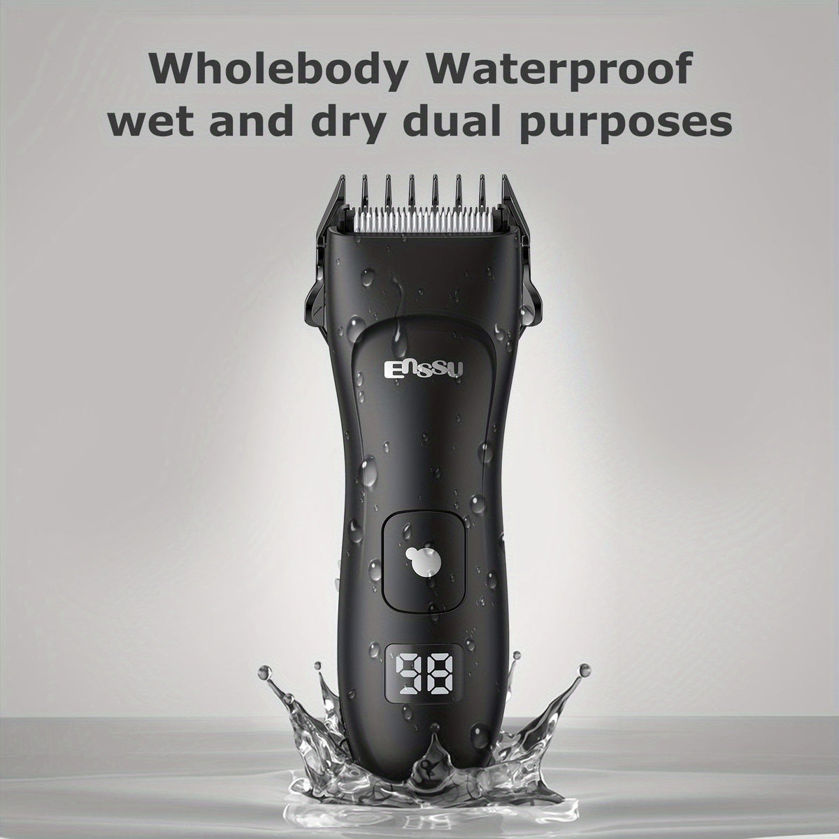 Ceramic-Blade Body Hair Trimmer with IPX7 Rating, LCD Display, Charging Stand and Black Housing — image 13