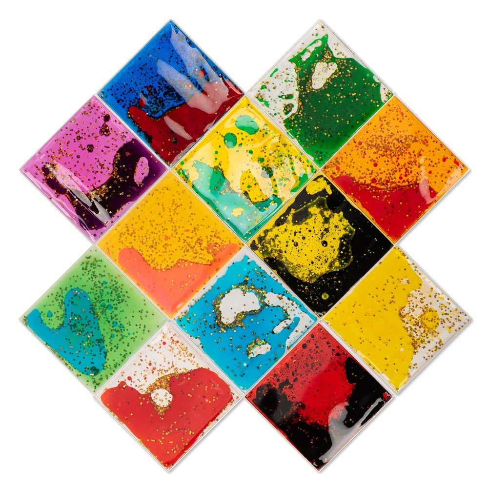 Liquid Motion Tiles 12pcs, Sensory Play Mat Gel Interactive Floor Tiles for Kids, Anxiety & Calming Sensory Toy — image 1