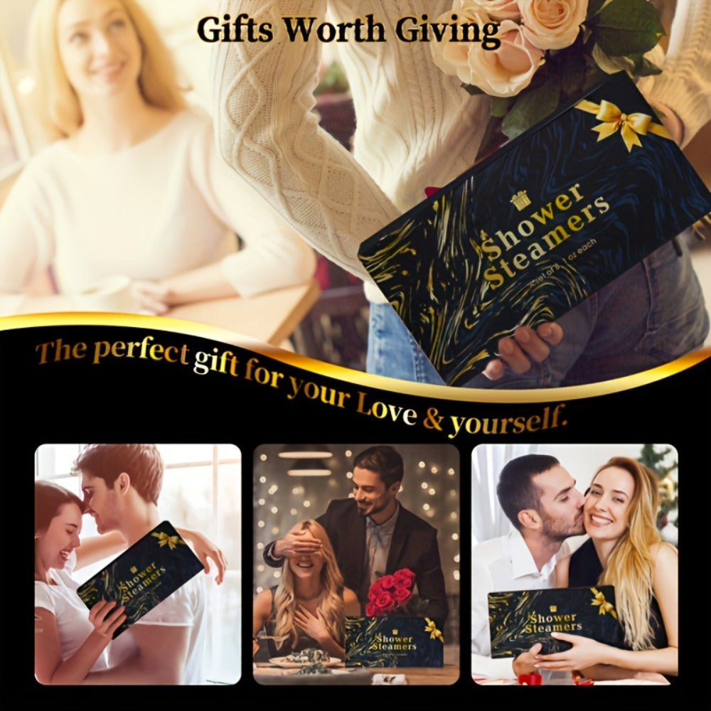 Eight 30 g Shower Steamer Tablets in Eight Fragrance Labels with Black-and-Gold Gift Box Packaging — image 6