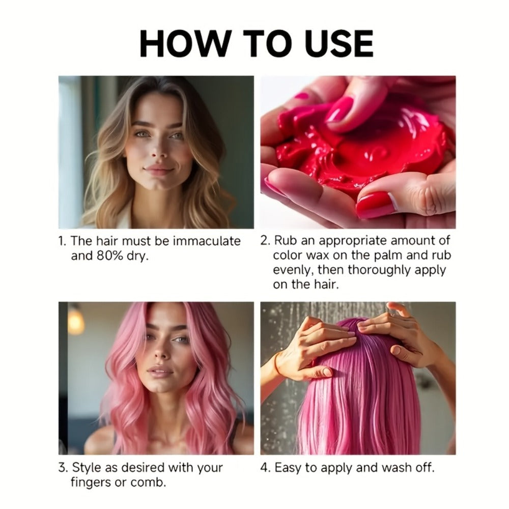 Instant Color Hair Wax 10 Shades – Temporary Hair Dye Wax Strong Hold Styling for Parties, Cosplay, Festivals & Halloween, Ea