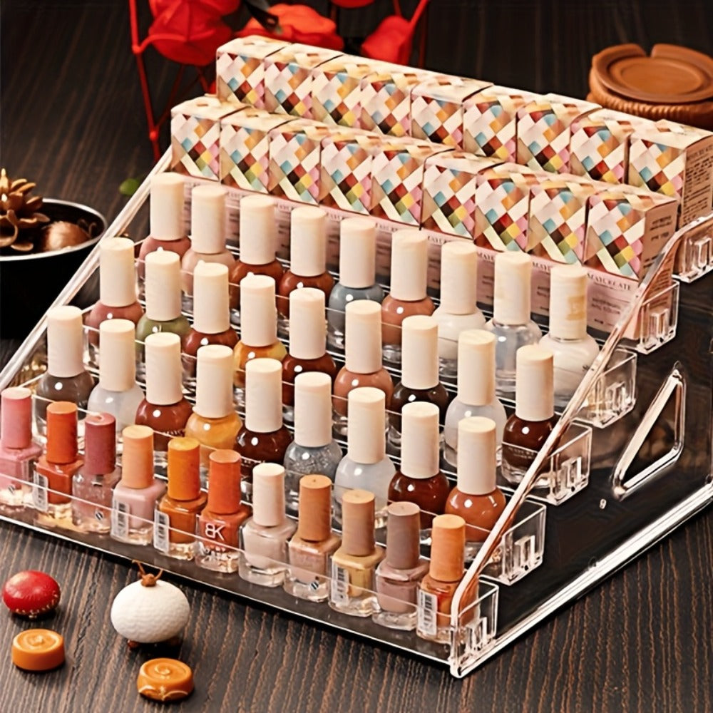 Nail Polish Organizer Acrylic Display Stand 4 Tier Clear Transparent Rack Gel Polish Holder Countertop Storage Shelf for Nail