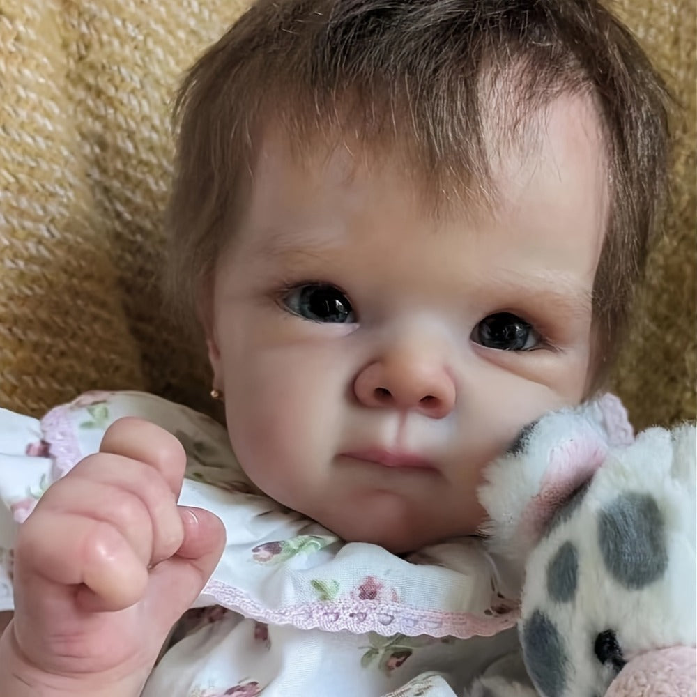 Reborn Baby Doll 18-Inch Cloth Body with Rooted Brown Hair, Open Eyes and One- or Two-Outfit Options — image 6