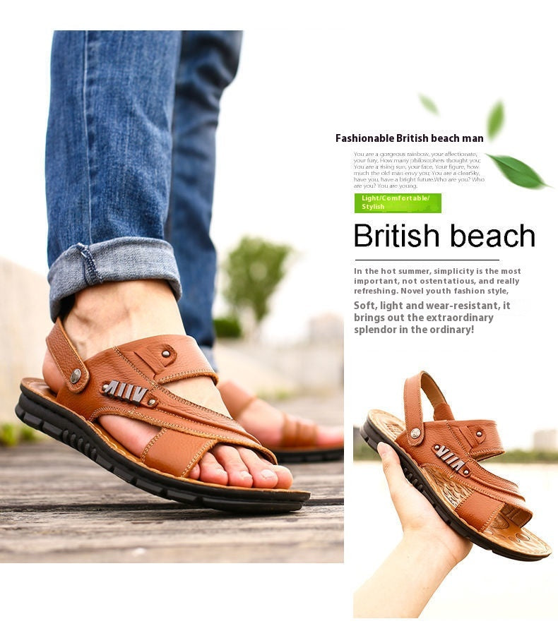 First Layer Cowhide Men's Sandals Summer Genuine Leather Sandals
