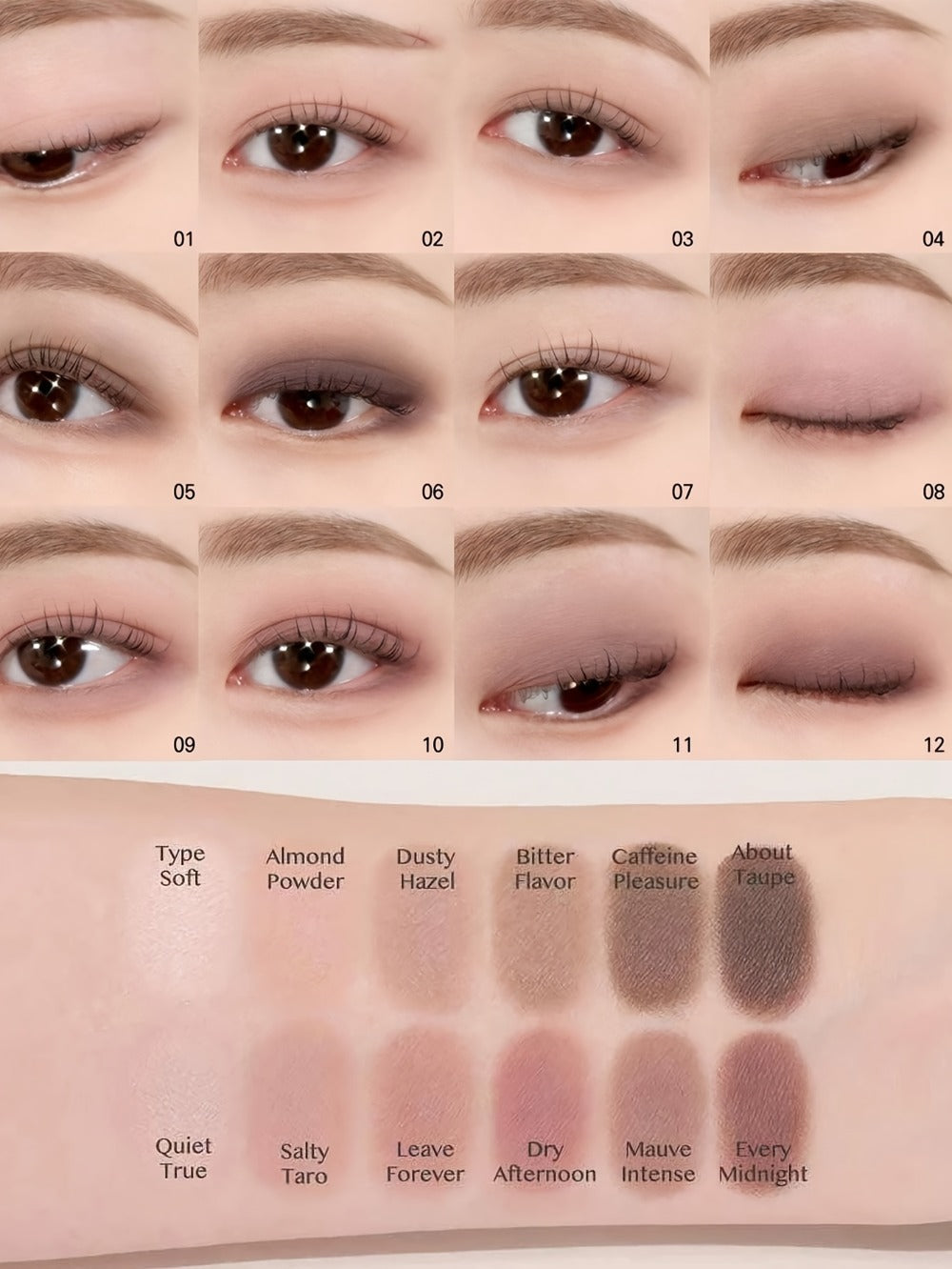 Eyeshadow Palette 12-Shade Neutral Pink and Brown Compact with Clear Lid and Brush Accessory — image 9