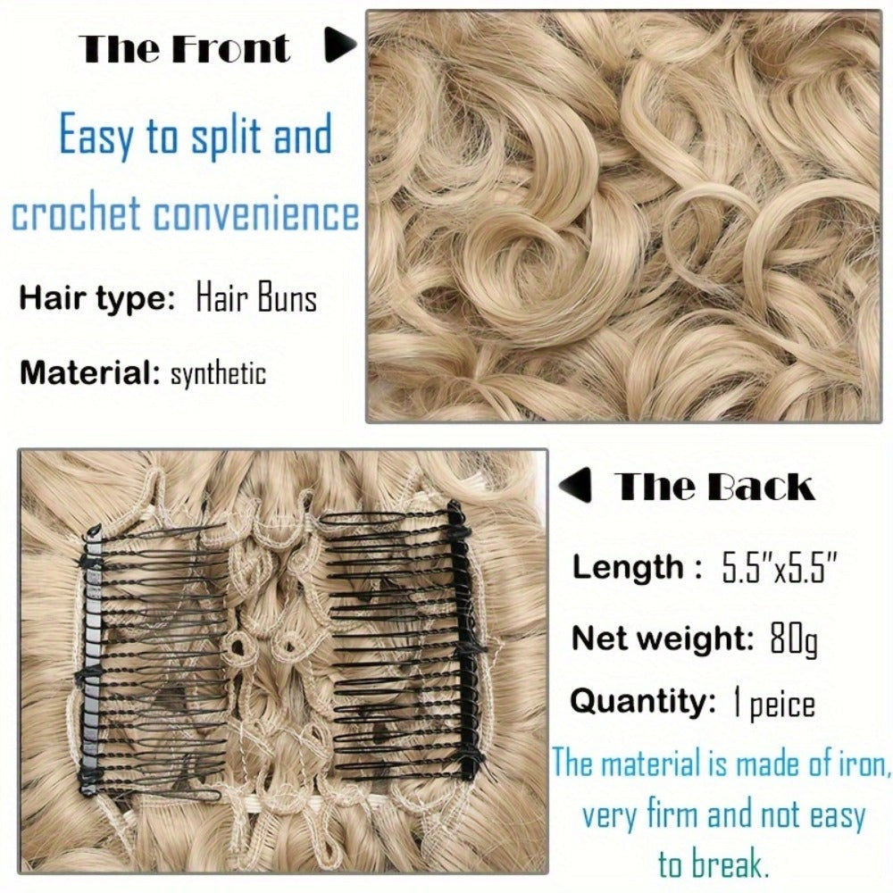 Clip In Hair Bun Extension Messy Bun Chignon Hairpiece – Synthetic Curly Updo with Comb & Scrunchie for Women — image 7