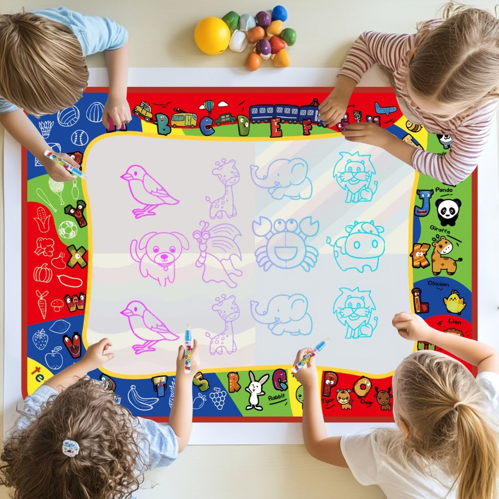 Reusable Water Doodle Mat for Kids with 2 Water Pens, Large Size Mess-Free Drawing Pad, Educational Art Toy — image 7
