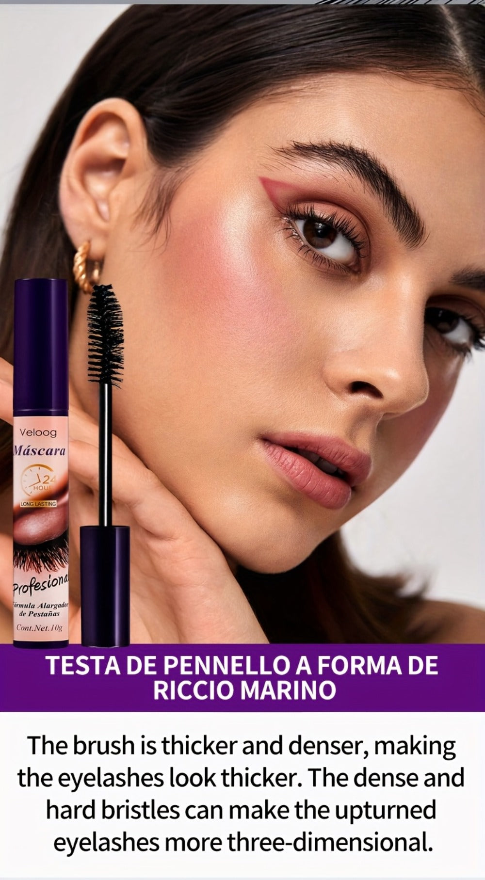 Waterproof Mascara Set 3 Piece, Lengthening Volumizing Curling Lash Mascara with Sea Urchin Spiral Conical Brush Heads — imag