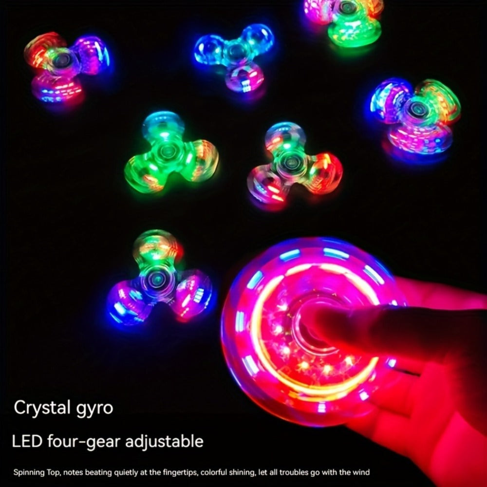 LED Spinning Top Fidget Toy 12 Pack Glow in the Dark Crystal Gyroscope with Vibrant Lights for Parties, Celebrations and Gues