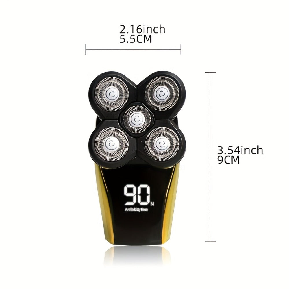 5-in-1 Electric Shaver Kit for Men Wet Dry Rotary Shaver – Bald Head Beard Nose Ear Trimmer with Digital Display — image 5