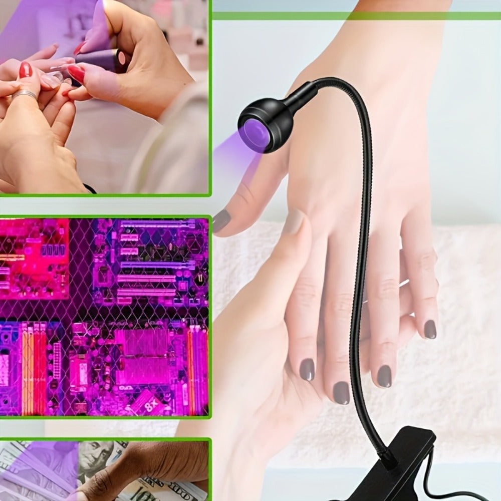 365nm-Labeled UV LED Nail Lamp with Clip Mount, Flexible Gooseneck, USB Cable and Black or White Finish — image 14