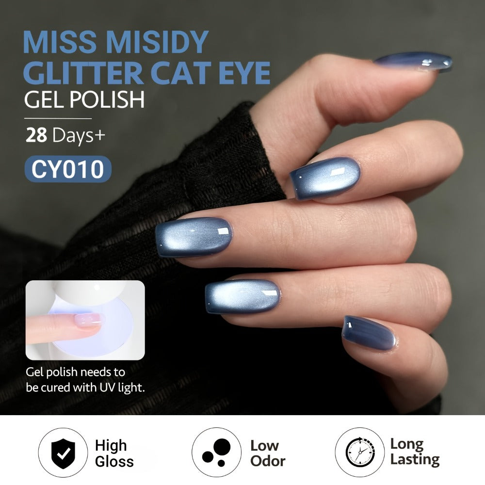 Cat Eye Gel Nail Polish Jelly Blue 0.54oz Sheer Glass-Like Finish – UV LED Soak-Off Long-Lasting Gel Polish for Manicure & Pe