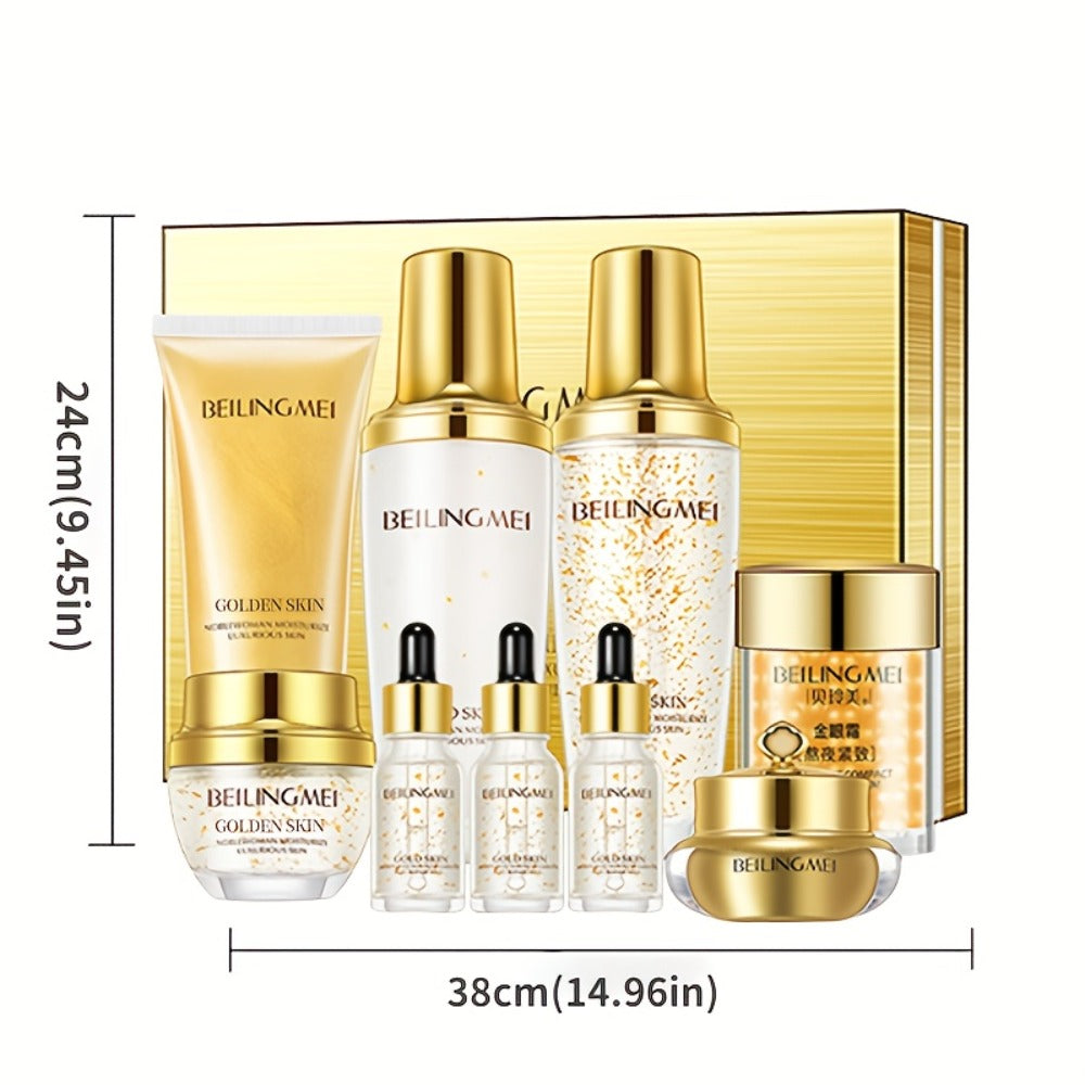 Skincare Gift Set for Women 9pcs Golden Luxury Kit, Niacinamide Collagen Hyaluronic Acid Daily Facial Care Premium Birthday H