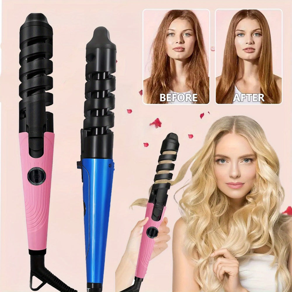 Spiral Barrel Curling Iron with One-Button Operation, Swivel Power Cord and Blue or Pink Finish — image 2