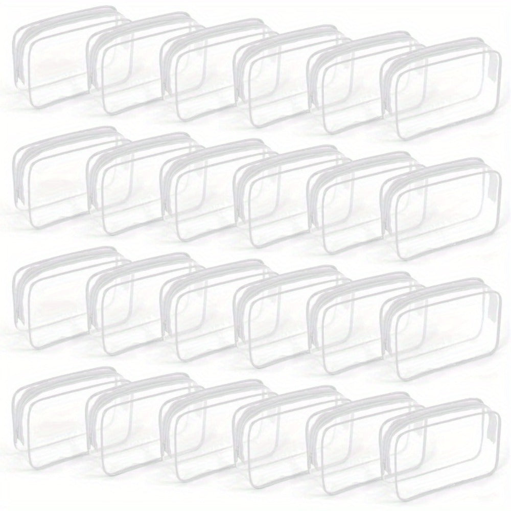 TSA Approved Clear Toiletry Bags Set of 24 Transparent Travel Makeup Organizer Pouches Medium Size Airport Security Quart Bag