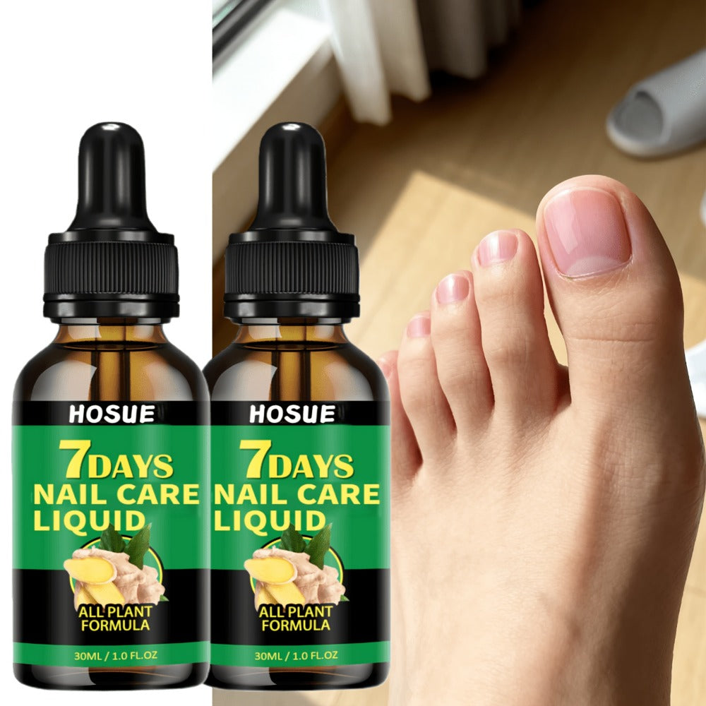 Ginger Nail Care Liquid 7-Day Repair 2-Piece Set 1.01oz Each – HOSUE Plant-Based Formula for Yellowing Gray Uneven Discolored