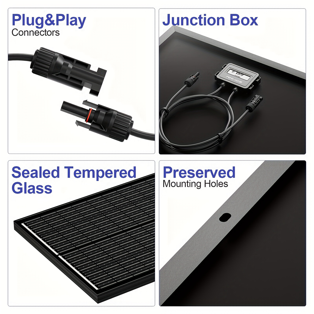 High-Efficiency 100 Watt Solar Panel Featuring a Black Backsheet, 18 BB Monocrystalline Design — image 11
