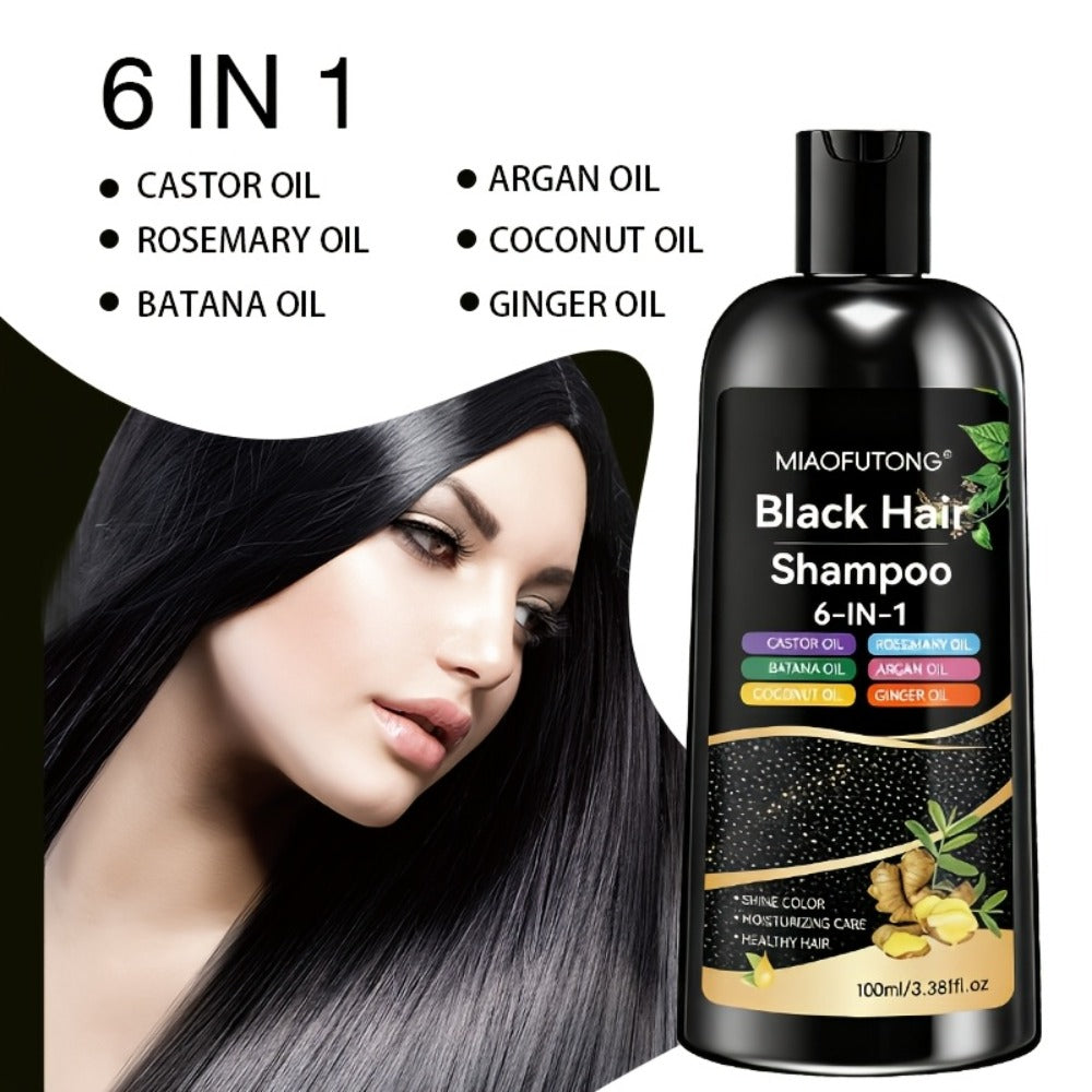 Hair Color Shampoo, MIAOFUTONG 6-in-1 100ml Black Color Bottle with a Single-Bottle Option — image 2