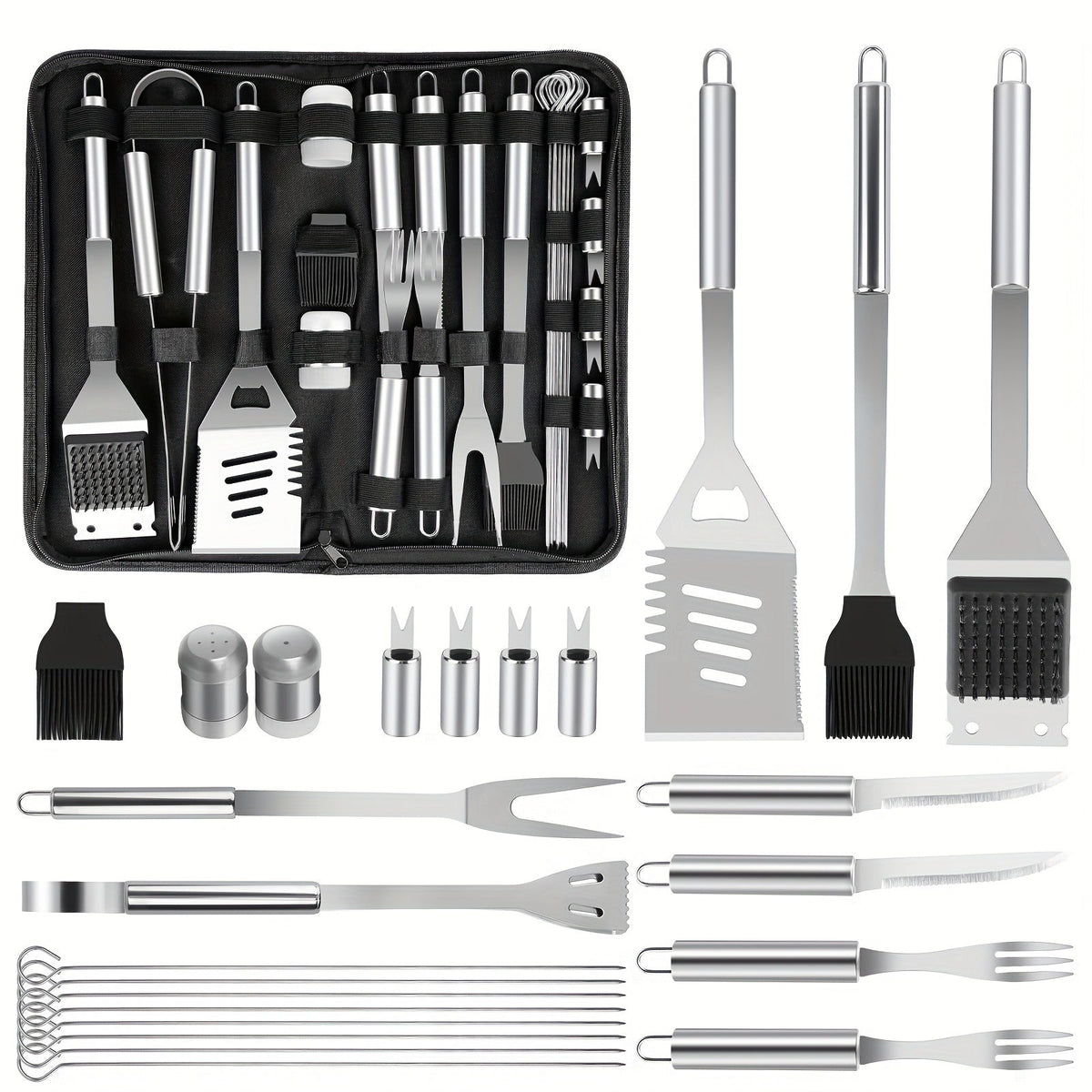 BBQ Grill Tool Kit with 24-Piece Cased Set or 15-Piece Utensil Set for Camping and Backyard Cooking — image 2