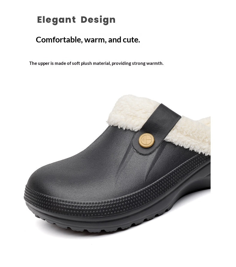 Mens Fleece-Lined Cotton Slippers For Home