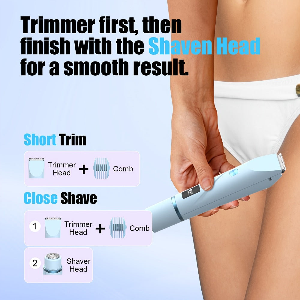 Electric Shaver 2-in-1 Dual-Head Bikini Trimmer with Digital Battery Display and Waterproof Wet/Dry Use — image 10