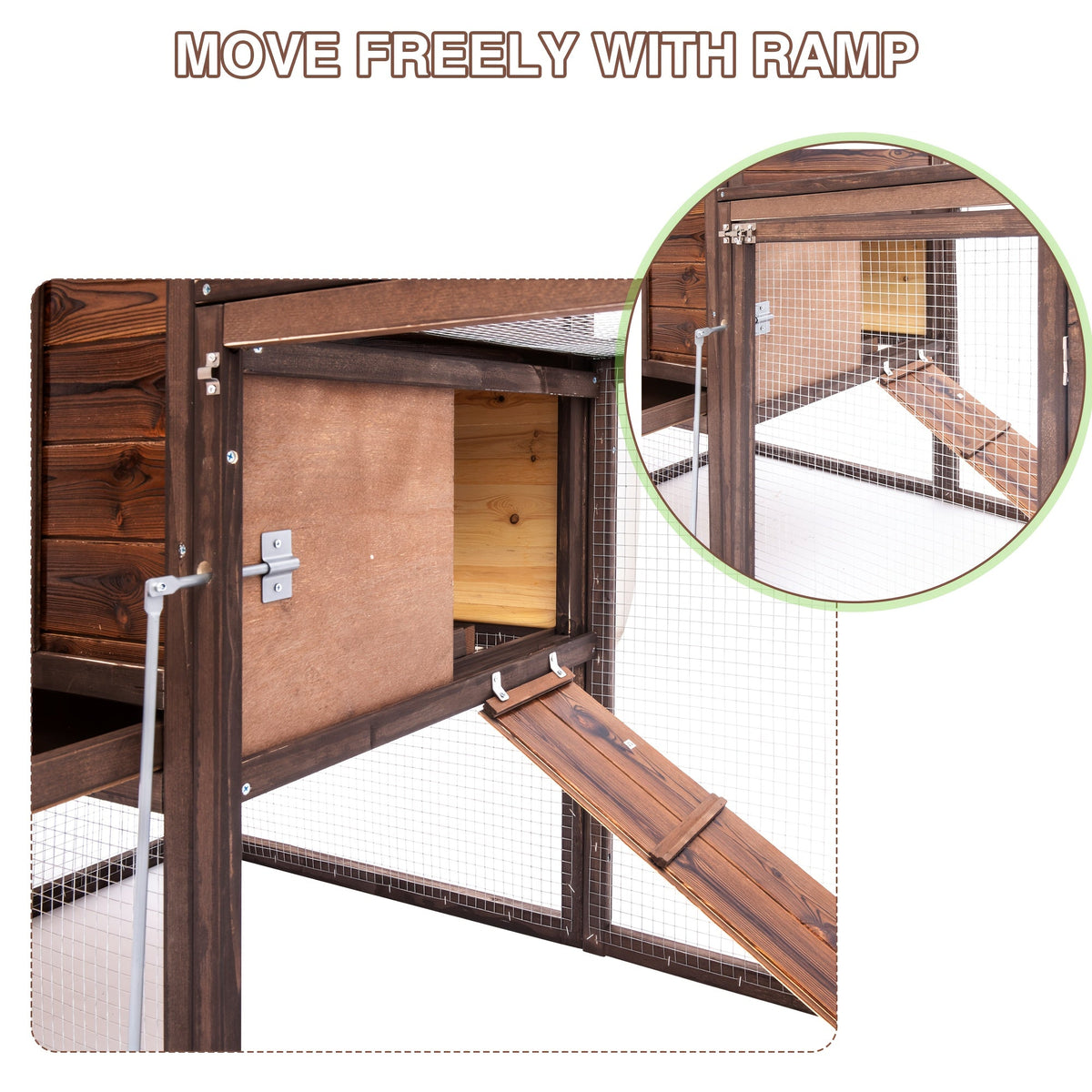 Chicken Coop, Wooden Outdoor Rabbit Duck Small Animal Poultry Cage for Garden, Patio and Yard Use — image 3