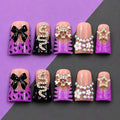 Press On Nails 10-Piece Handmade Short Duckbill Leopard Skull Rhinestone Acrylic Set with Tools — image 1