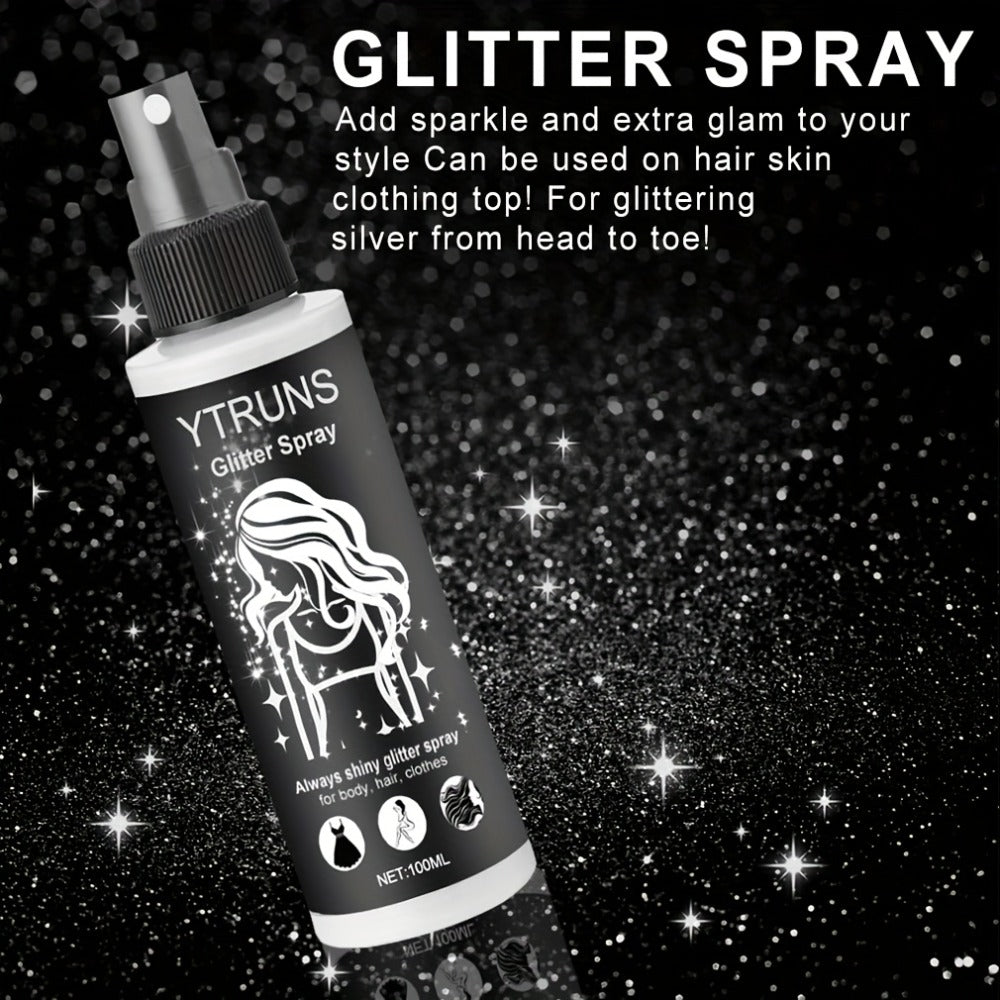 Glitter Spray for Hair & Body Quick Dry Shimmer Spray – High-Gloss Body Glitter for Face Lips Eyes Skin Festival Rave Party P