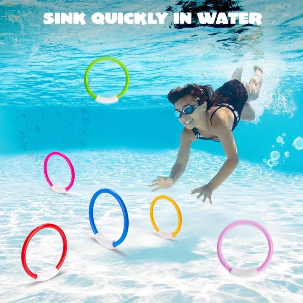 Diving Rings Pool Toys for Kids 8 Pack, Colorful Sinking Dive Rings Underwater Swimming Training Set for Boys & Girls — image
