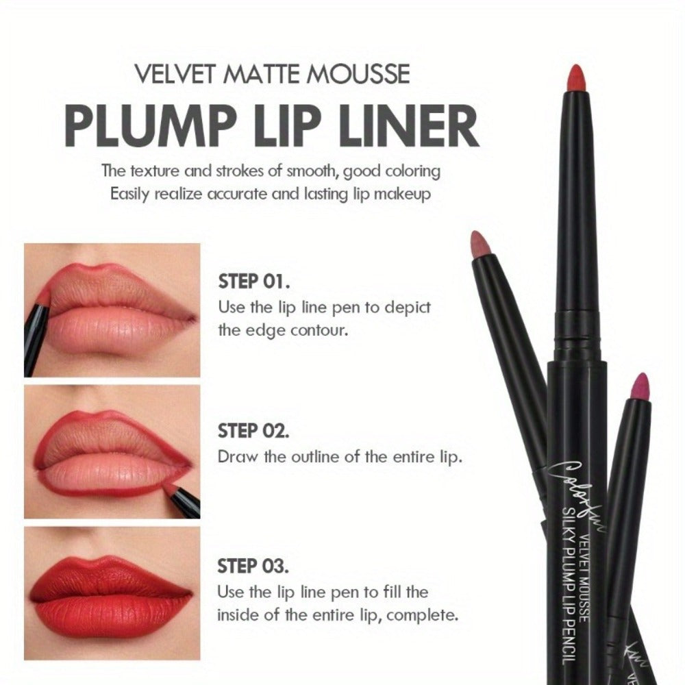 Waterproof Lip Liner Pencil Set 12 Pieces Multi-Functional Lip Eye & Brow Liner, for Makeup, Travel and Everyday Vanity Use —