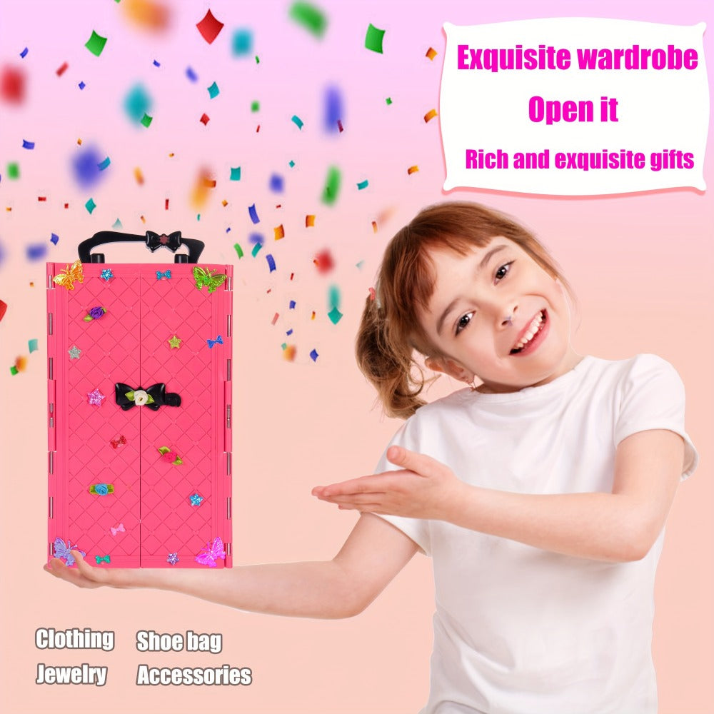 139-Piece Rose Doll Wardrobe and Accessory Case for 11.5-Inch Dolls with Dresses, Shoes and Stickers — image 5