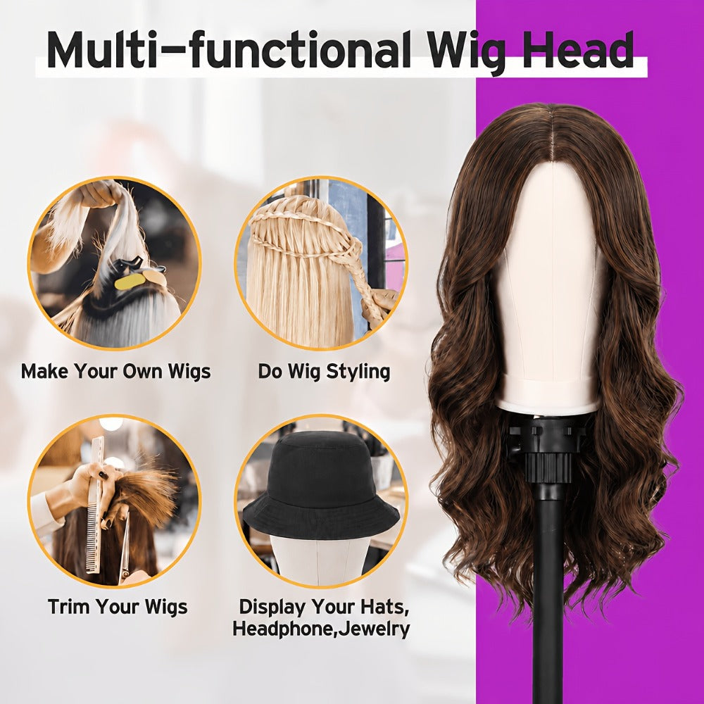 Mannequin Head with Adjustable Wig Stand Set 22 Inch Reinforced Manikin Head for Wig Styling Cosmetology Practice Salon Displ