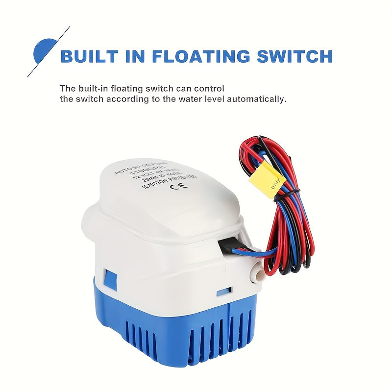 Automatic 12V 1100GPH-Label Bilge Pump with Integrated Float Switch, Side Outlet and Strainer Base — image 7