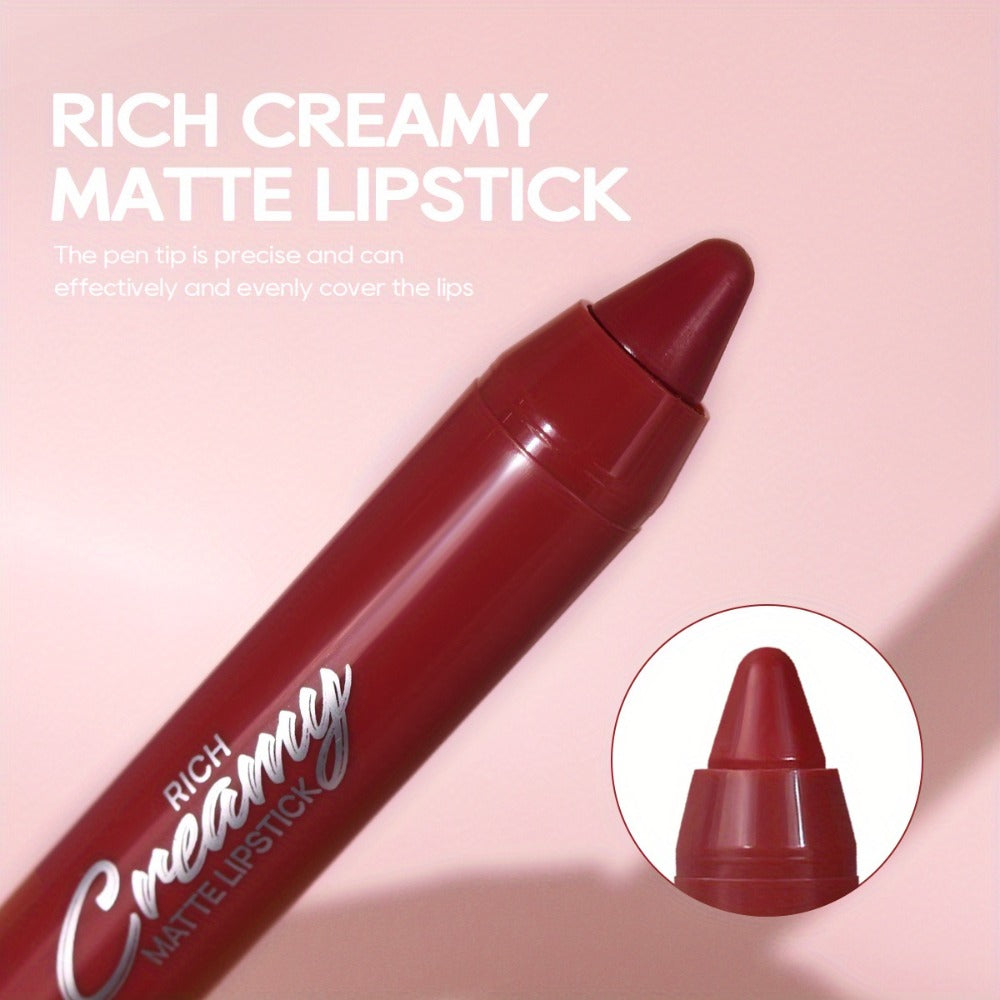 Lipstick Set, PECOLORS 6-Piece Matte Crayon Pen Collection with Nude, Rose and Red Shade Presentation — image 7