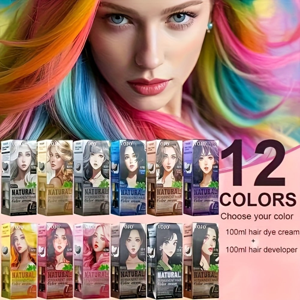Permanent Hair Dye Kit 12 Vibrant Colors with Developer & Applicator Tools Bleach Blonde Ash for Bath Time, Home Spa and Pers