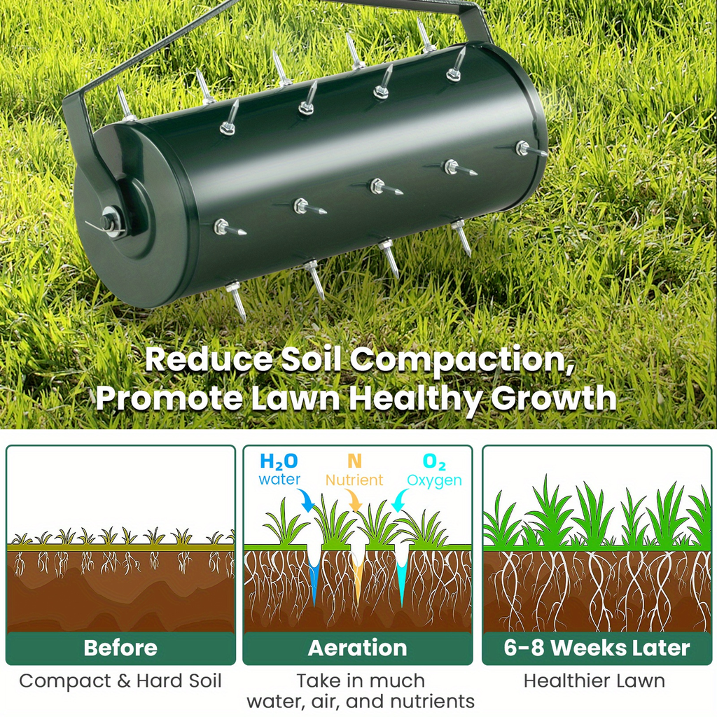 Rotary Lawn Aerator 18" Spike Drum with 27 Galvanized Steel Spikes, Fillable with Sand or Stone — image 10