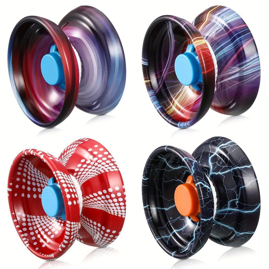 Metal Yoyo Ball 4 Pack Alloy Responsive Yoyo String Trick Toy for Beginners Kids Boys Adults Auto Return Technology Multi Sty