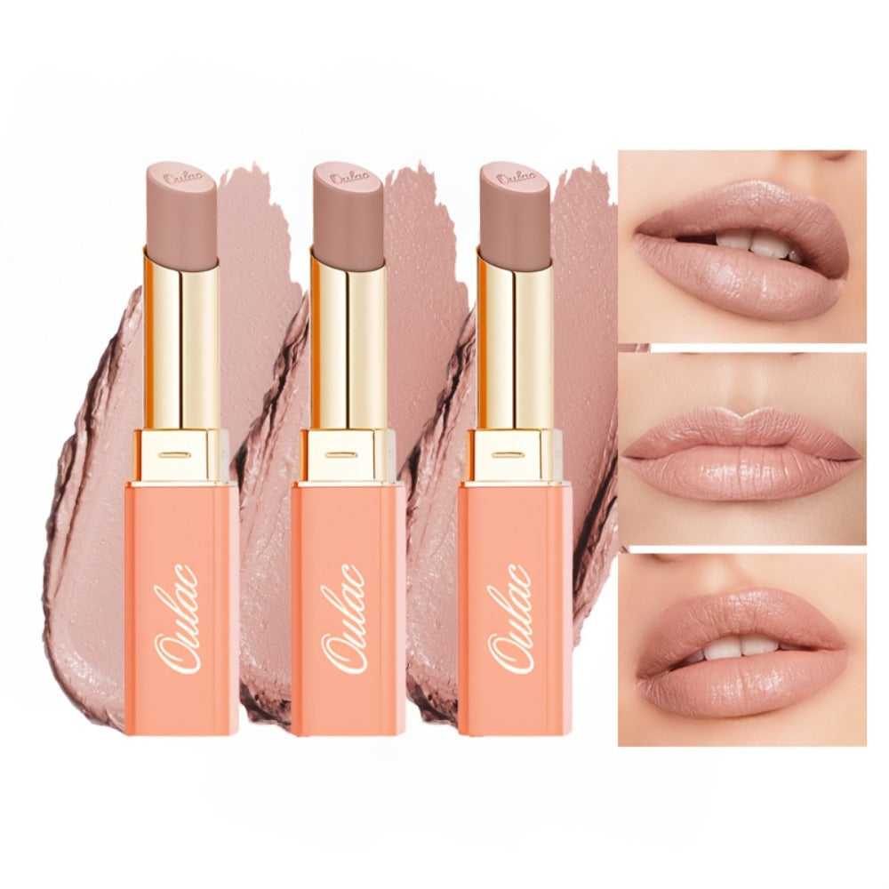 Oulac Nude Satin Lipstick Set 12g Each – Lightweight Moisturizing Full Coverage Cream-to-Satin Formula, Skin-Flattering Nude 