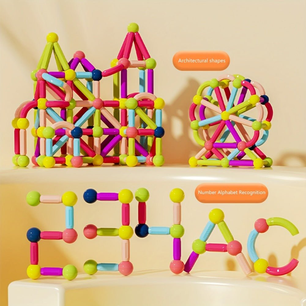 Magnetic Stick and Ball Building Set in 28-Piece or 58-Piece Multicolor Options for Pictured 3D Shapes — image 13