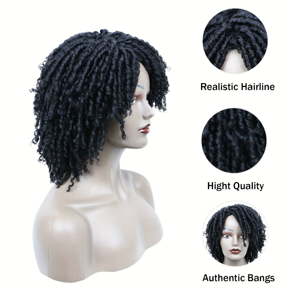 Synthetic Wig 12-Inch Goddess Faux Locs Headband Style with Curly Ends in Three Colors for Festivals — image 8