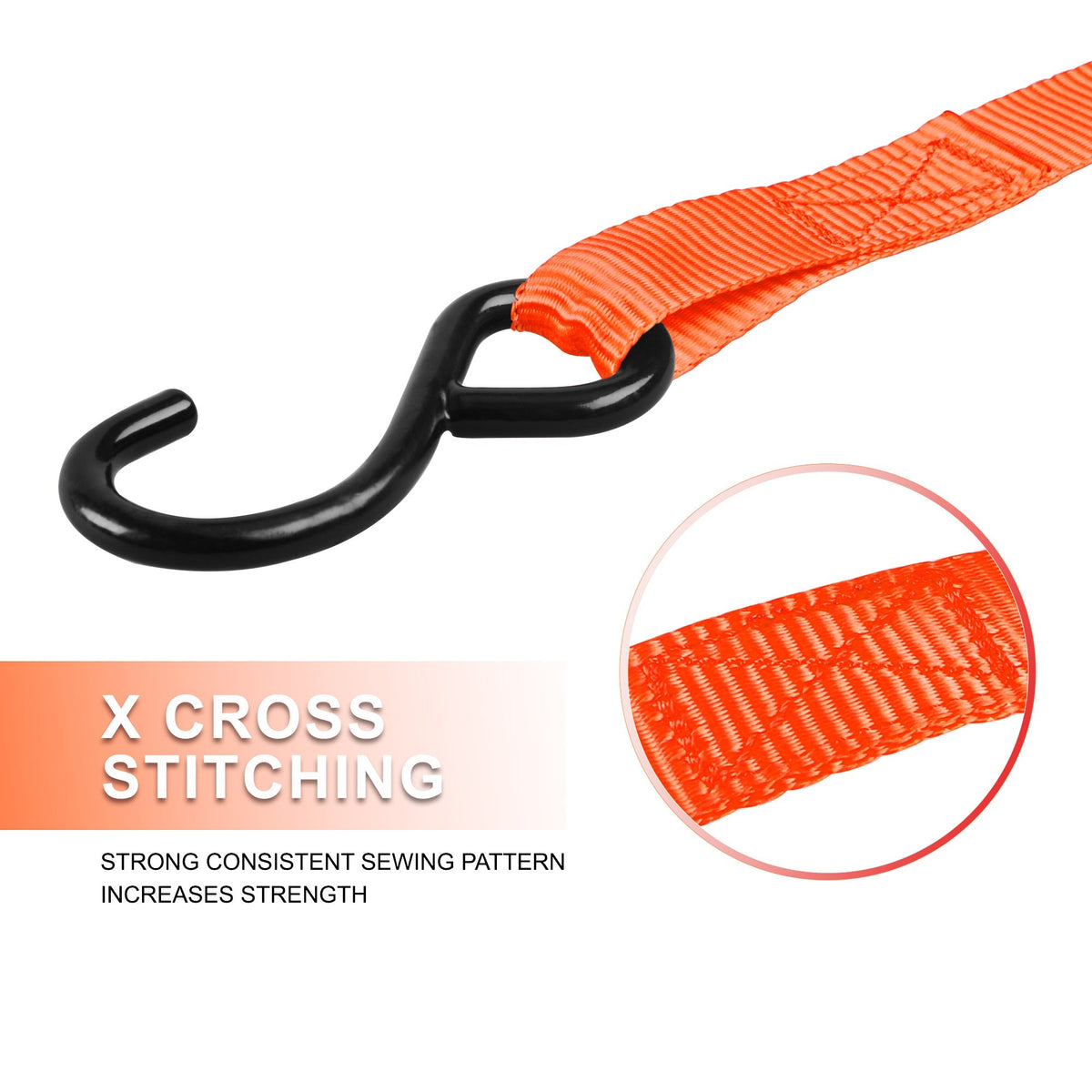 Ratchet Tie Down Straps 4-Pack 15FT 1, 500 lb Break Strength Heavy Duty with Soft Loops & Storage Bag – High-Visibility Webbi